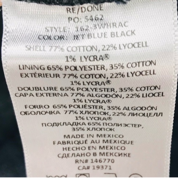 RE/DONE 90’s High Rise Ankle Crop Denim Jeans Jet Blue Black Wash Size 28 - Picture 5 of 9